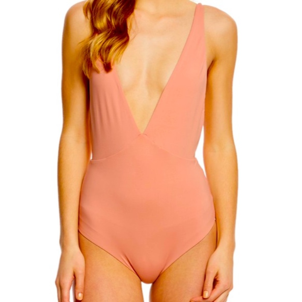 TAVIK DREW PLUNGING V NECKLINE ONE PIECE SWIMSUIT IN ROSE DAWN SIZE SMALL - Picture 1 of 16
